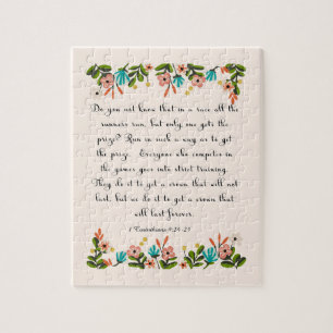 Christliche Zitat-Kunst - 1 Korinther-9:24 - 25 Puzzle