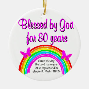 CHRISTLICHER 80. GEBURTSTAG KERAMIK ORNAMENT