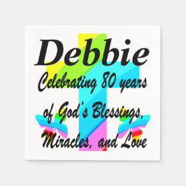 CHRISTLICHER 80. GEBURTSTAG RAINBOW CUSTOM NAPKINS SERVIETTE