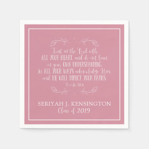 Christlicher Abschluss Bibel Verse Typografie Pink Serviette