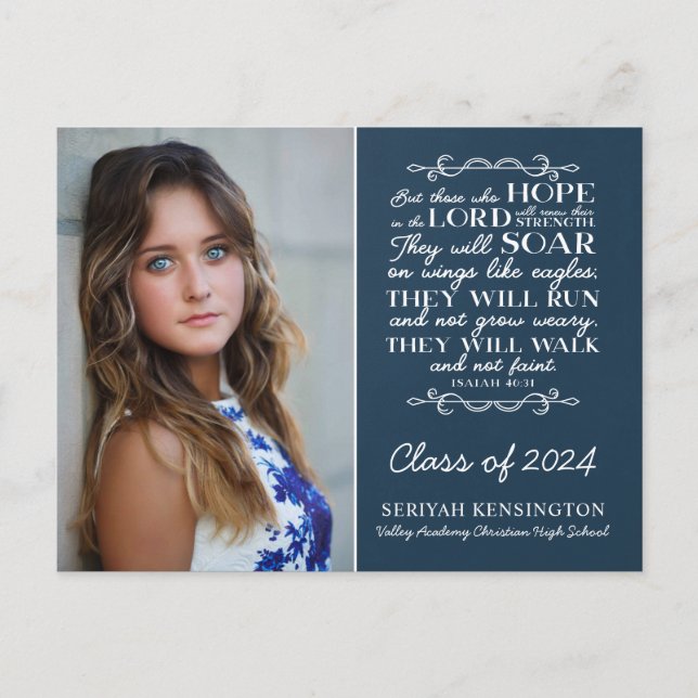 Christlicher Abschluss Bible Verse Isaiah 40 Foto Postkarte (Vorderseite)