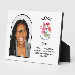 Christlicher AUGUST Geburtsmonat Blume NAME FOTO Fotoplatte