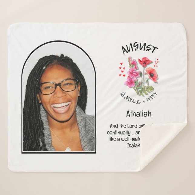 Christlicher AUGUST Geburtsmonat Blume NAME FOTO Sherpadecke (Vorderseite (Horizontal))