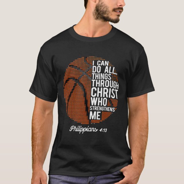 Christlicher Basketball Ich kann alles machen Phil T-Shirt (Vorderseite)