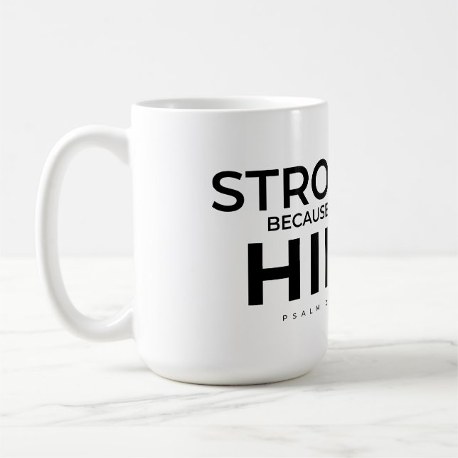 Christlicher Becher Psalm 28:7 Stark in Ihm Kaffeetasse (Links)