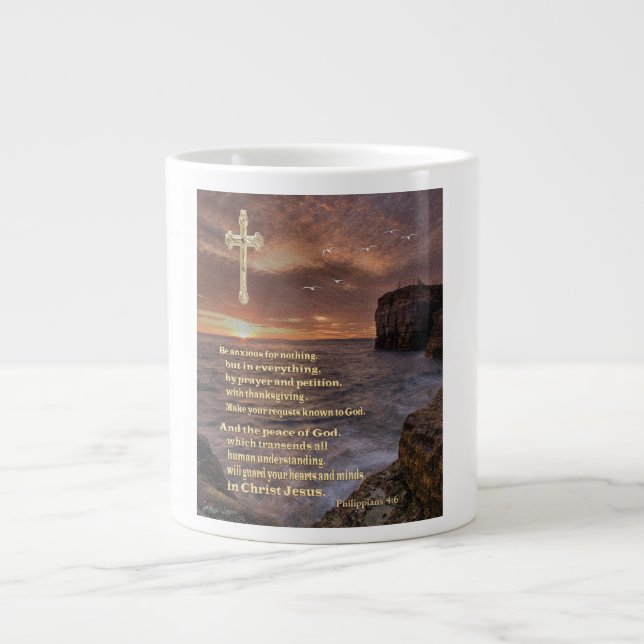 Christlicher Bibelvers Jumbo-Tasse (Vorderseite)