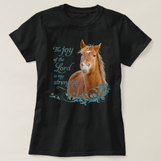 Christlicher Bibelvers lächelndes Pferd T-Shirt