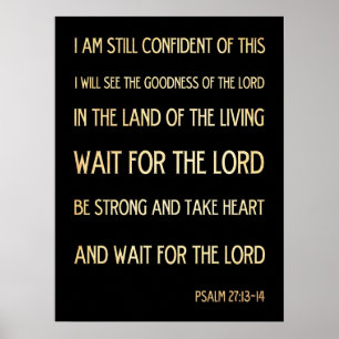 Christlicher biblischer Bibelvers - Psalm 27:13-14 Poster