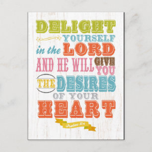 Christlicher biblischer Bibelvers - Psalm 37:4 Postkarte
