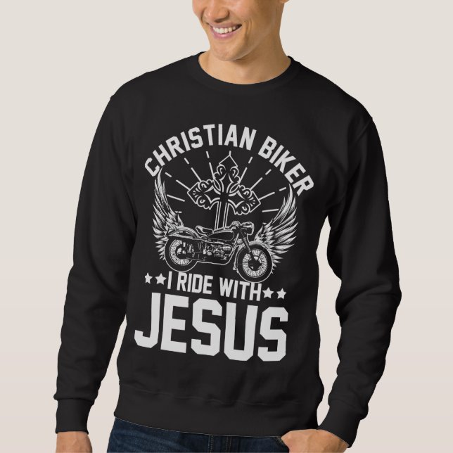 Christlicher Biker I Motorrad-Überfahrt mit Jesus Sweatshirt (Vorderseite)
