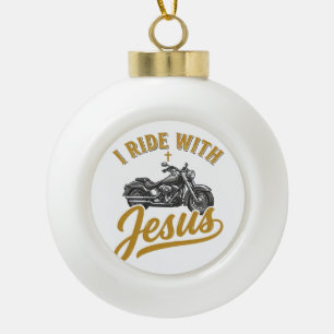 Christlicher Biker Ich Fahre Mit Jesus Vintage Mot Keramik Kugel-Ornament