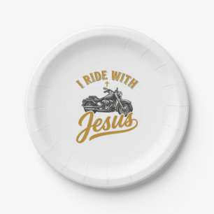 Christlicher Biker Ich Fahre Mit Jesus Vintage Mot Pappteller