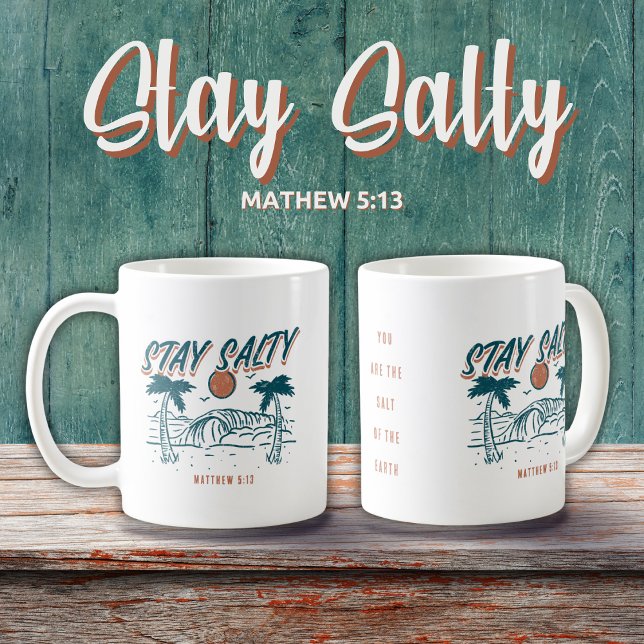 Christlicher Bleibe Salty Matthew 5:13 Retro Stran Kaffeetasse (Von Creator hochgeladen)