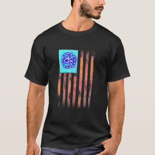 Christlicher Christ Cross Fish Patriotic Usa Flag T-Shirt