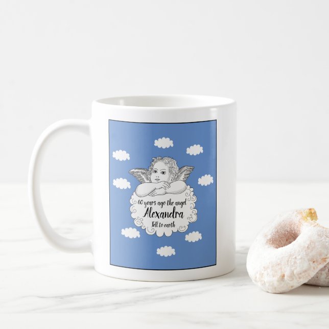 Christlicher Cloud Angel Happy 60. Geburtstag Kaffeetasse (Mit Donut)