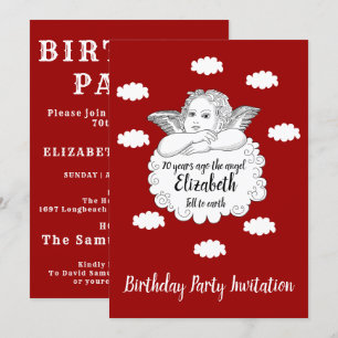 Christlicher Cloud Angel Happy 70. Geburtstag Rot Einladung