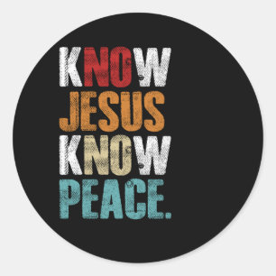 Christlicher Cross Faith Know Peace Know Jesus Vin Runder Aufkleber