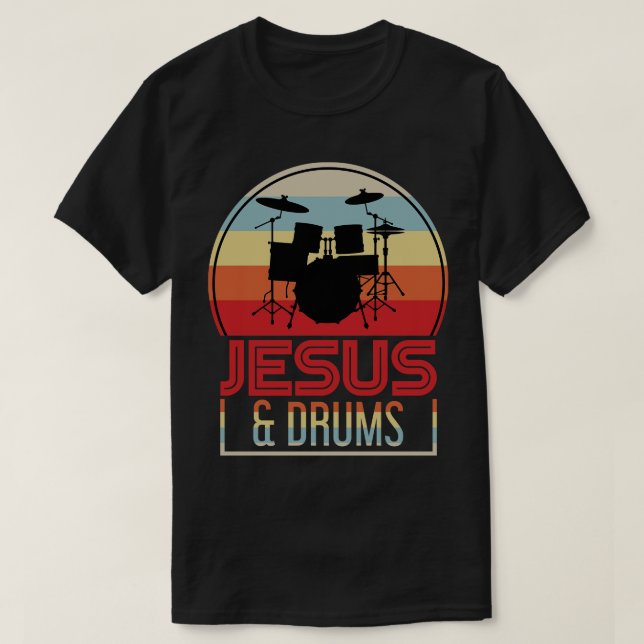 Christlicher Drummer Gift Drums Music Jesus Christ T-Shirt (Design vorne)
