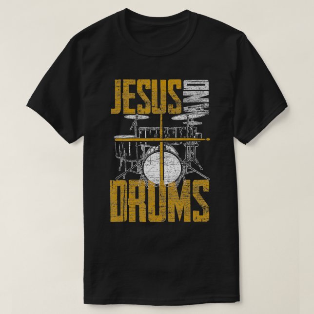Christlicher Drummer Jesus und Trommeln Jesus T-Shirt (Design vorne)