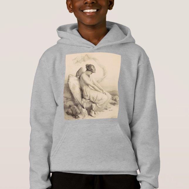 Christlicher Engel auf Stein Hoodie (Vorderseite)
