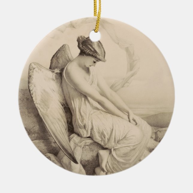 Christlicher Engel auf Stein Keramik Ornament (Vorne)