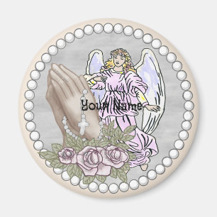Christlicher Engel mit Rosenkranz betend Magnet