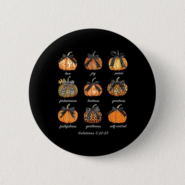 Christlicher Fall Erntedank Pumpkin Coquette Bibel Button (Vorderseite)