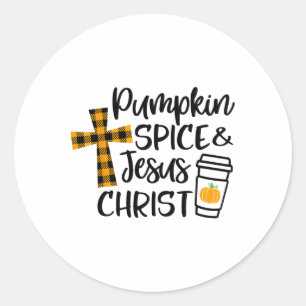 Christlicher Fall Pumpkin Gewürz und Jesus Christu Runder Aufkleber