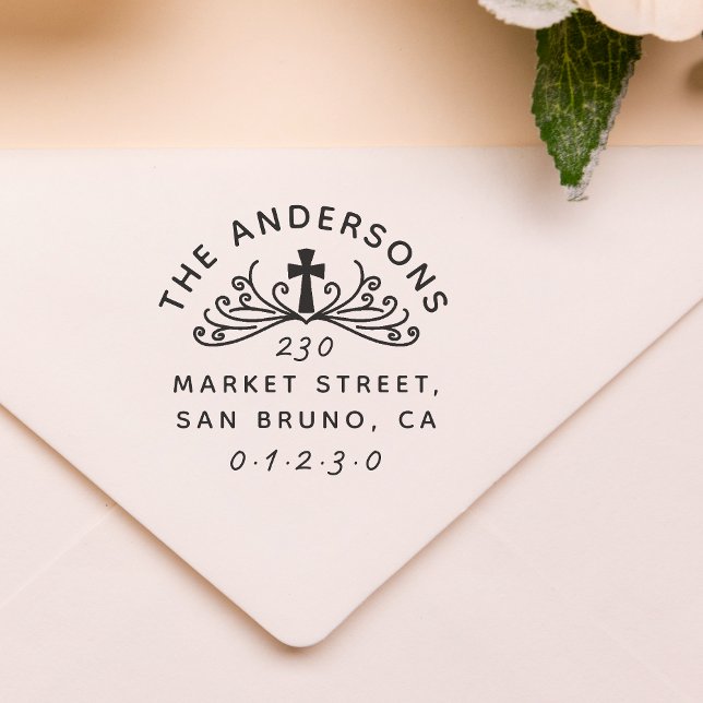 Christlicher Familienname und Rücksendeadresse Permastempel (Stamp Mock-up)