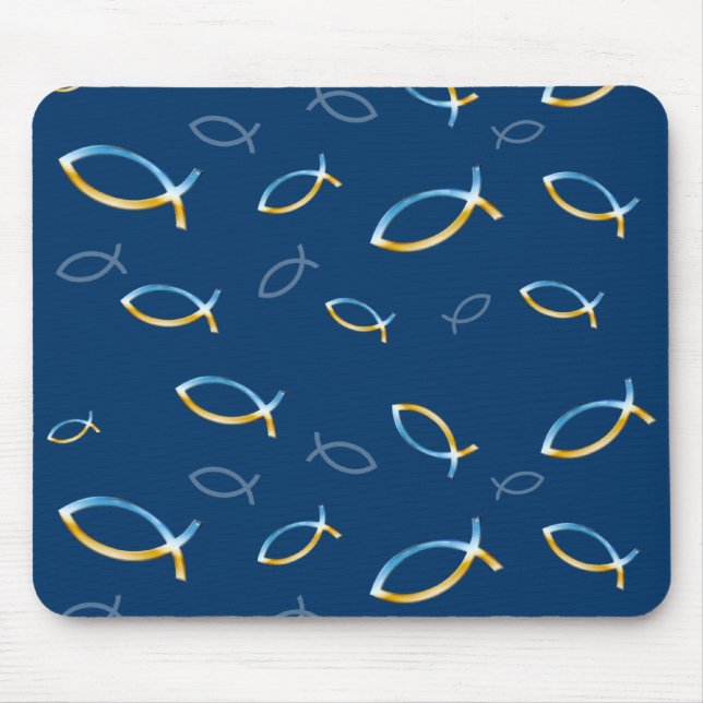 Christlicher Fish Sky & Ground Pattern - Mousepad (Vorne)