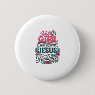 Christlicher Flamingo Mädchen Vintage Button