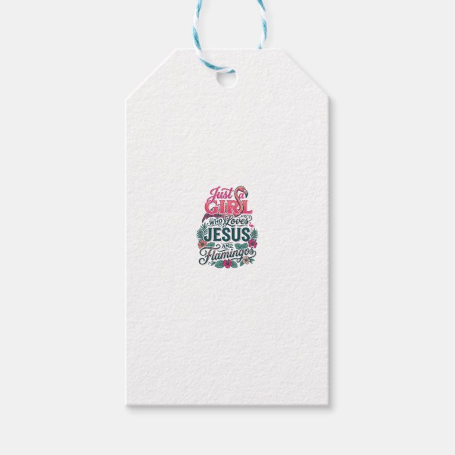 Christlicher Flamingo Mädchen Vintage Geschenkanhänger (Vorderseite)