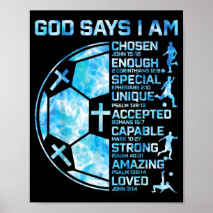 Christlicher Fußball der Jungen Gott sagt religiös Poster
