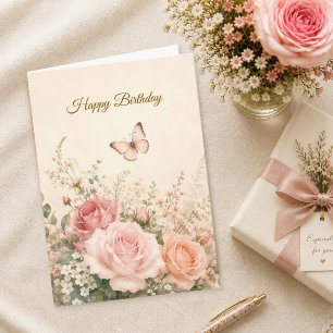 Christlicher Geburtstag Schmetterling Blush Rosen Karte