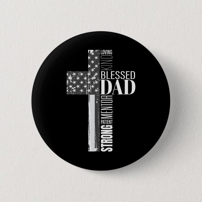 Christlicher gesegneter Vater - Amerikanische Flag Button (Vorderseite)