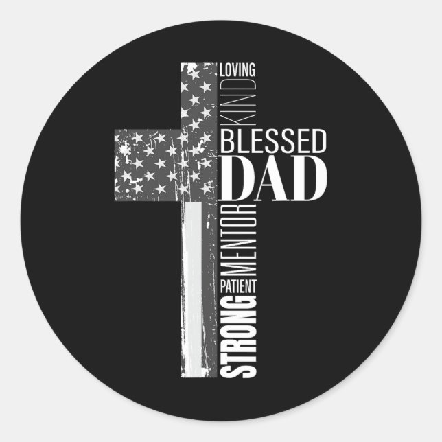 Christlicher gesegneter Vater - Amerikanische Flag Runder Aufkleber (Vorderseite)