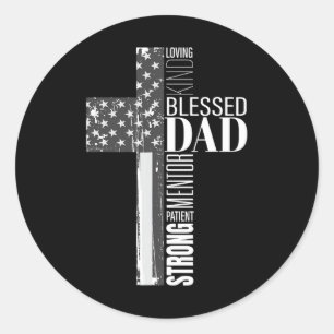 Christlicher gesegneter Vater - Amerikanische Flag Runder Aufkleber