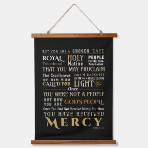 Christlicher Glaube 1 Peter 2:9-10 Sie sind ausgew Wandteppich Mit Holzrahmen