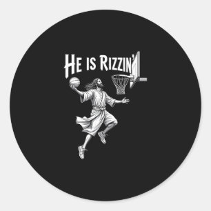 Christlicher Glaube Er ist Rizzin Jesus Sketll Hoo Runder Aufkleber