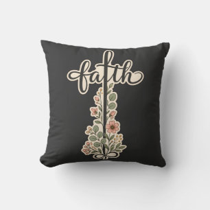 Christlicher Glaube Florales Kreuz-Typografie-Desi Kissen