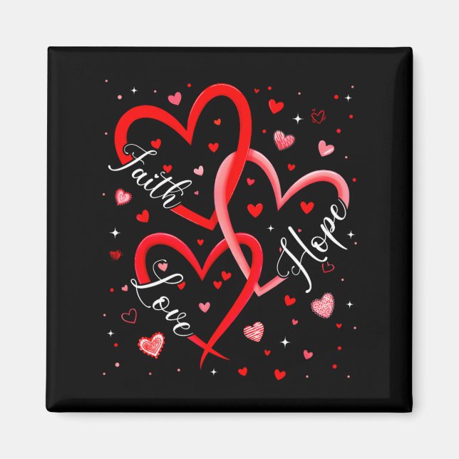 Christlicher Glaube Hoffnung Liebe Herzen Religiös Magnet (Vorne)