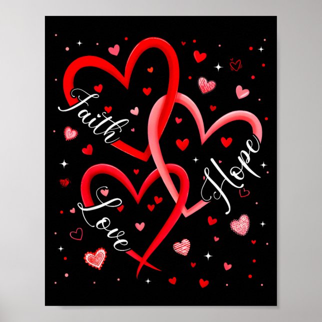Christlicher Glaube Hoffnung Liebe Herzen Religiös Poster (Vorne)