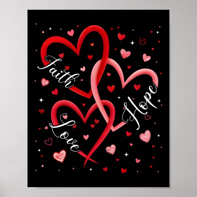 Christlicher Glaube Hoffnung Liebe Herzen Religiös Poster (Vorne)