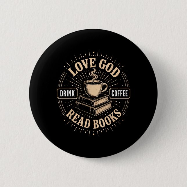 Christlicher Glaube Jesus Bücher Kaffee Gläubiger Button (Vorderseite)