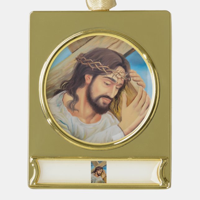 Christlicher Glaube Jesus Christus Banner-Ornament Gold (Vorderseite)