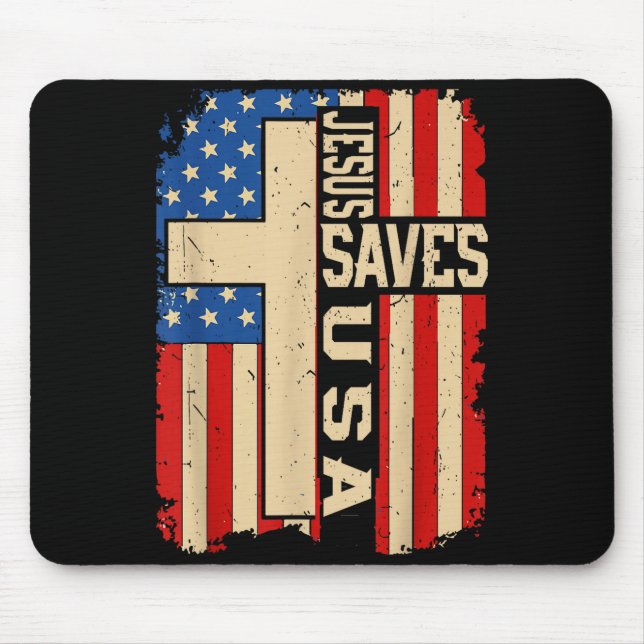 Christlicher Glaube Jesus Rette Amerika Patriotisc Mousepad (Vorne)
