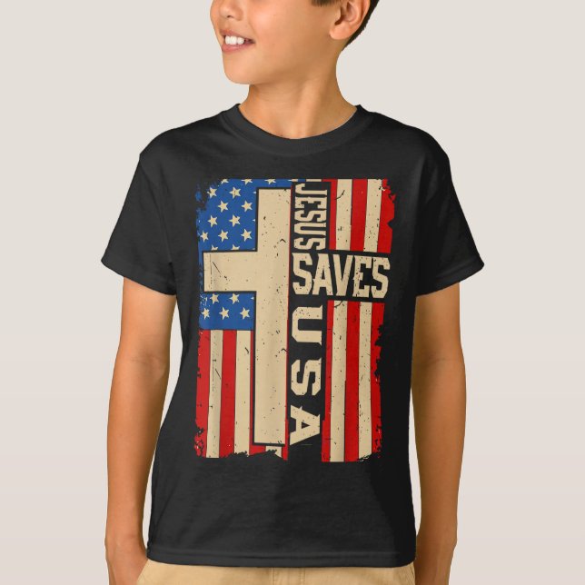 Christlicher Glaube Jesus Rette Usa Patriotisch Am T-Shirt (Vorderseite)