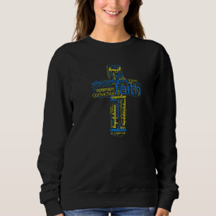 Christlicher Glaube Kreuzworträtsel Gelb und b Sweatshirt
