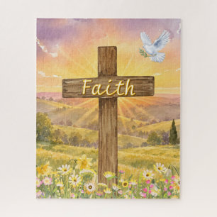 Christlicher Glaube - pastorale Szene Kreuz und Ta Puzzle