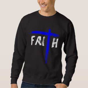 Christlicher Glaube und Polizeibeamte mit blauer L Sweatshirt
